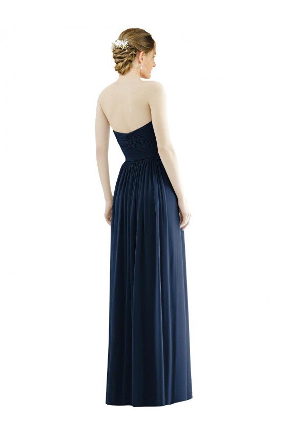 Low Back Draped Strapless Chiffon Formal Dress 