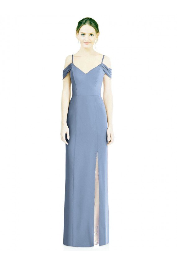 Draped Cold Shoulder Sweetheart Long Chiffon Formal Dress