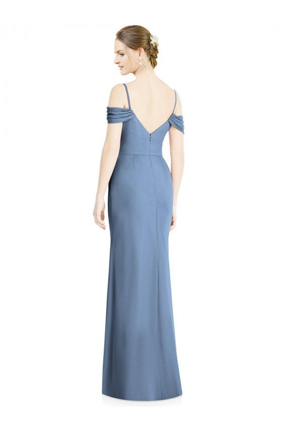 Draped Cold Shoulder Sweetheart Long Chiffon Formal Dress