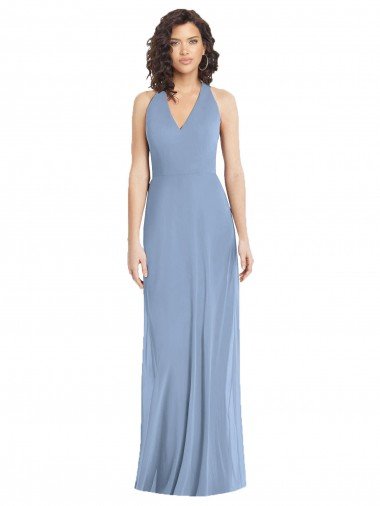Shop V-Neck Halter Back Straps Chiffon Formal Dress