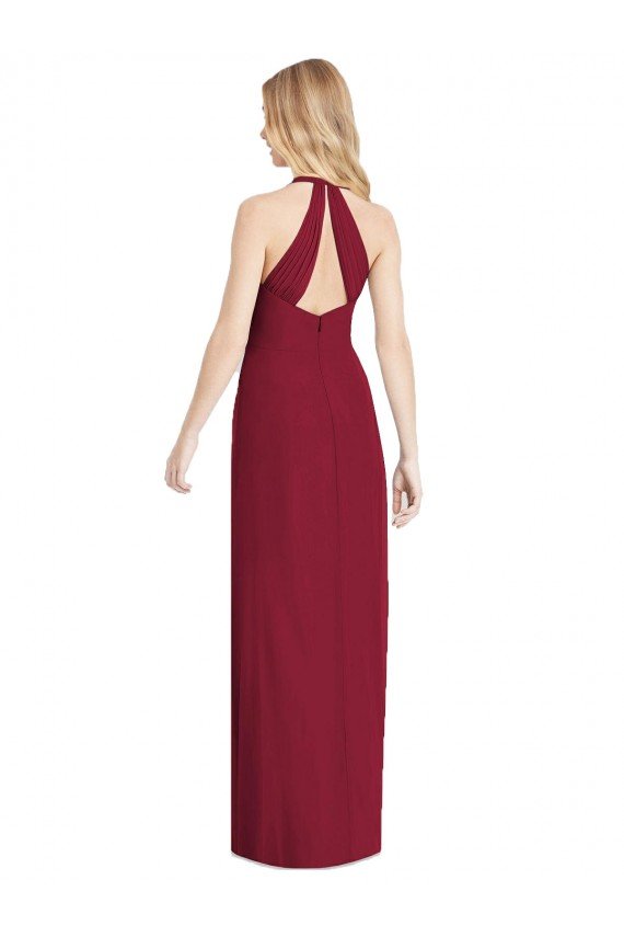 V-Neck Halter Chiffon Maxi Formal Dress Open Back