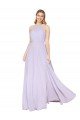 High Neck Halter Shirred Chiffon Formal Dress