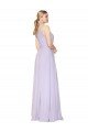 High Neck Halter Shirred Chiffon Formal Dress