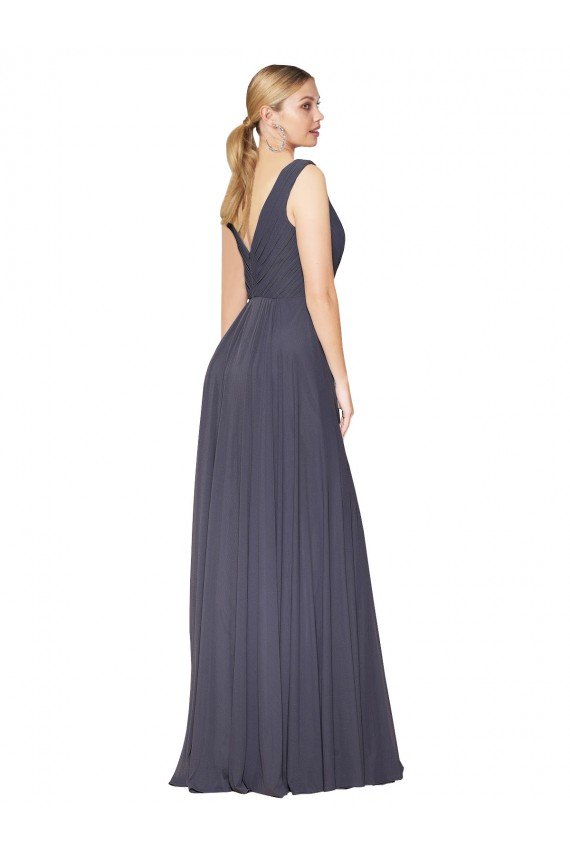 Floor Length High Neck V-Back Chiffon Formal Dress