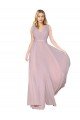 Draped V-Neck Long Chiffon Formal Dress with Shirred Bodice
