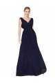 Draped Long V-Neck Floor Length Chiffon Formal Dress