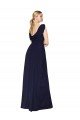 Draped Long V-Neck Floor Length Chiffon Formal Dress