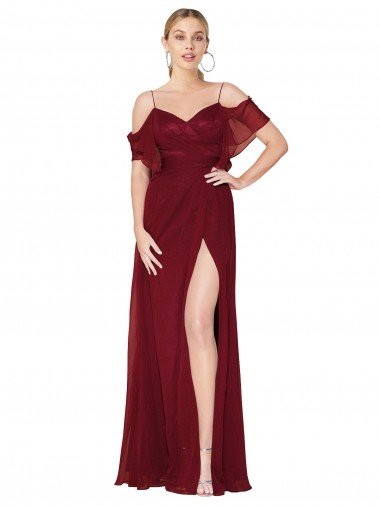 Shop Cold Shoulder Long Mermaid Chiffon Formal Dress with Straps