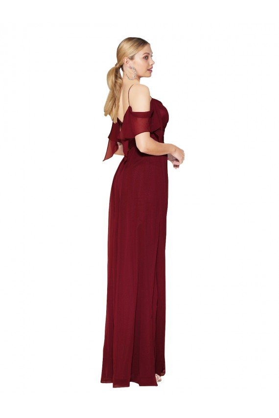 Cold Shoulder Long Mermaid Chiffon Formal Dress with Straps