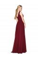 Draped A-Line V-Neck Floor Length Chiffon Formal Dress