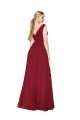 Draped Mermaid Long V-Neck Chiffon Formal Dress with High Slit