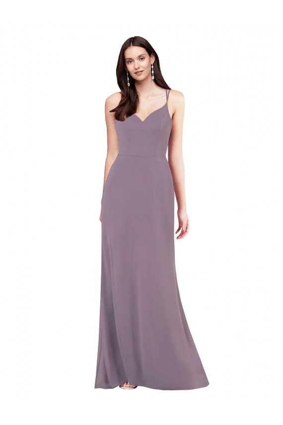 Simple Floor-Length Chiffon Formal Dress with Criss-Cross Back