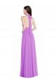 Halter Backless Maxi Formal Dress with Button Ruffle Placket