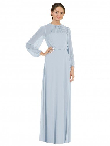 Shop Strapless Chiffon Maxi Formal Dress with Puff Sleeve Blouson Overlay