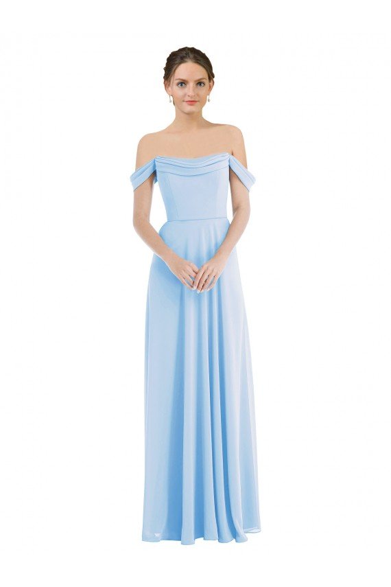 Off the Shoulder Draped Neckline Maxi Formal Dress