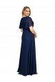 Chiffon V-Neck Short Sleeves Long Formal Dress with High Slit