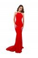 High Neck Long Lace Formal Dress with Open Back Straps