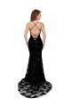 High Neckline Lace Open Back Formal Dress with High Slit