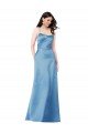 Crossing Strap Back Pleated Bodice Long Satin Formal Dress