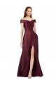 Long Off the Shoulder Satin Formal Dress with Thigh-high Slit