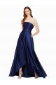 High Low Strapless Satin Formal Dress with Pockets