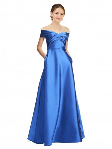 Shop Sleeveless Off the Shoulder Ball Gown Satin Formal Dress