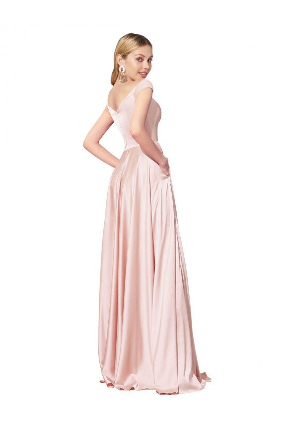 A-Line Off the Shoulder Sweetheart Satin Formal Dress