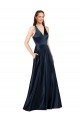 Long Satin Formal Dress with Halter Neckline