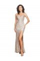 Ruched Back Mermaid Sparkling Sequin Formal Dress with Beaded Spaghetti Straps