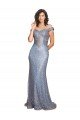 Off the Shoulder Sweetheart Neckline Sequin Formal Dress with Thigh High Slit