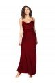 Cowl Neck Low Back Silky Satin Formal Dress with Thin Back Straps