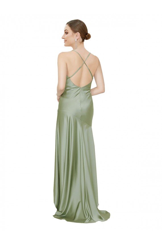 Silky Satin Formal Dress with Bias Cut Skirt
