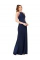 High Neck Satin Formal Dress with Strappy Back