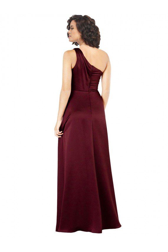 One Shoulder Silky Satin Formal Dress with Subtle Pleats