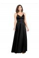Silky Satin Floor-Length Long Formal Dress with V-Neckline