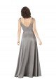 Plunging V-Neckline Long A-Line Silky Satin Formal Dress