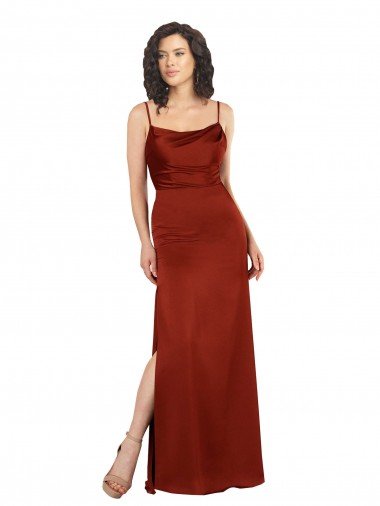 Shop Floor-Length Silky Satin Formal Dress with Skirt Slit