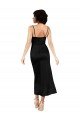 Cowl Neck Tea-Length Short Silky Satin Cocktail Formal Dress with Skirt Slit