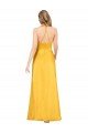 Halter A-Line Silky Satin Formal Dress with V-Neckline and Slit