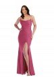 Cowl-Neck Open Tie-Back Silky Satin Mermaid Formal Dress with Frong Slit