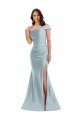 Bias-Cuff One Shoulder Silky Satin Mermaid Formal Dress with Side Slit