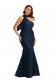 Scarf Neck One Shoulder Silky Satin Mermaid Formal Dress with Front Slit
