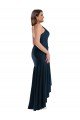 Pleated Wrap Ruffled High Low Silky Satin Formal Dress
