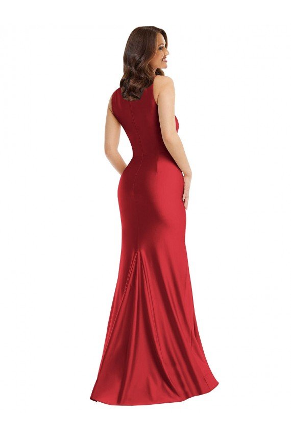 Square Neck Silky Satin Mermaid Formal Dress with Side Slit