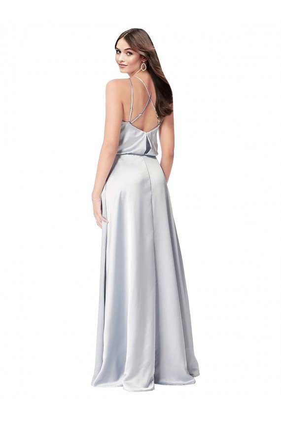 Halter Neck Silky Satin Formal Dress with Strappy Back