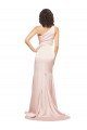 Full Length One Shoulder Long Silky Satin Formal Dress with High Split