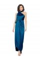 High Halter Neck Silky Satin Formal Dress with Sash Overlay and Side Split