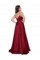 Deep V-Neck Sweetheart Long Silky Satin Formal Dress with Thigh High Slit