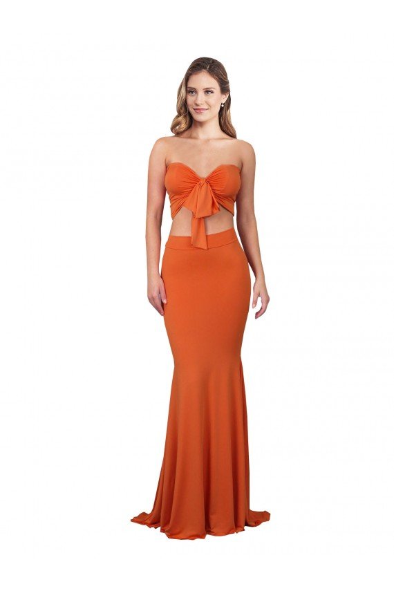 Strapless Bandeau Bodice Long Spandex Formal Dress