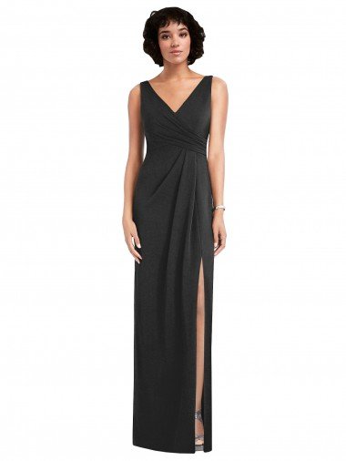 Shop Draped Wrap Maxi Spandex Formal Dress with Front Slit